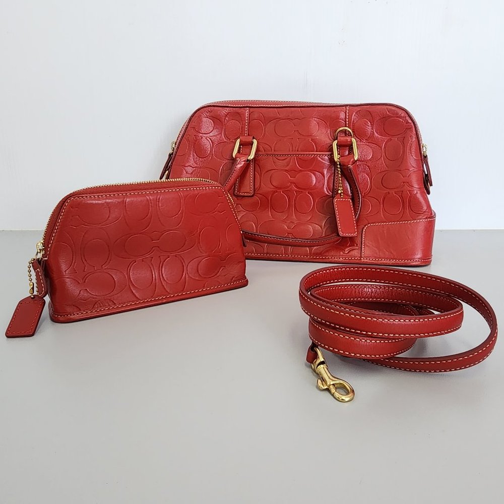 Coach French Calf Leather bag red [Beautiful Condition]